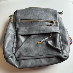 Backpack Gray Purse Multipurpose Design Convertible
